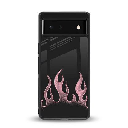 Retro Pink Flames back phone cover | glass case for google pixel 6