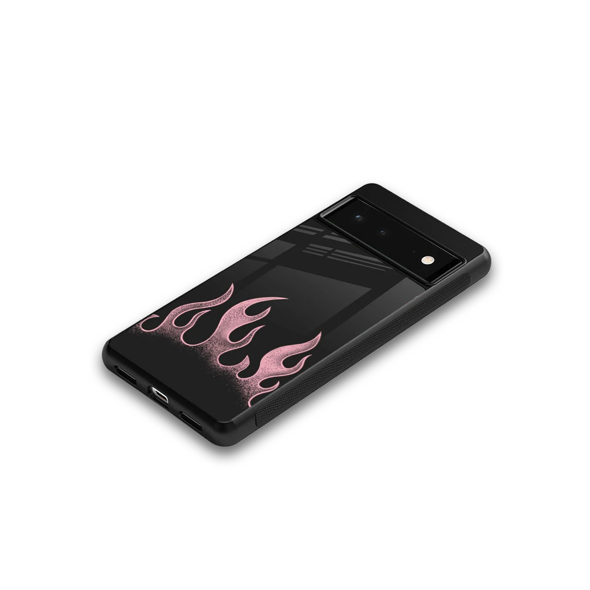 Retro Pink Flames google pixel 6a mobile cover | shockproof glass phone case