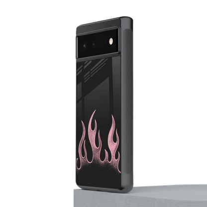 Retro Pink Flames stylish phone case for google pixel 6 | glossy glass and slim fit