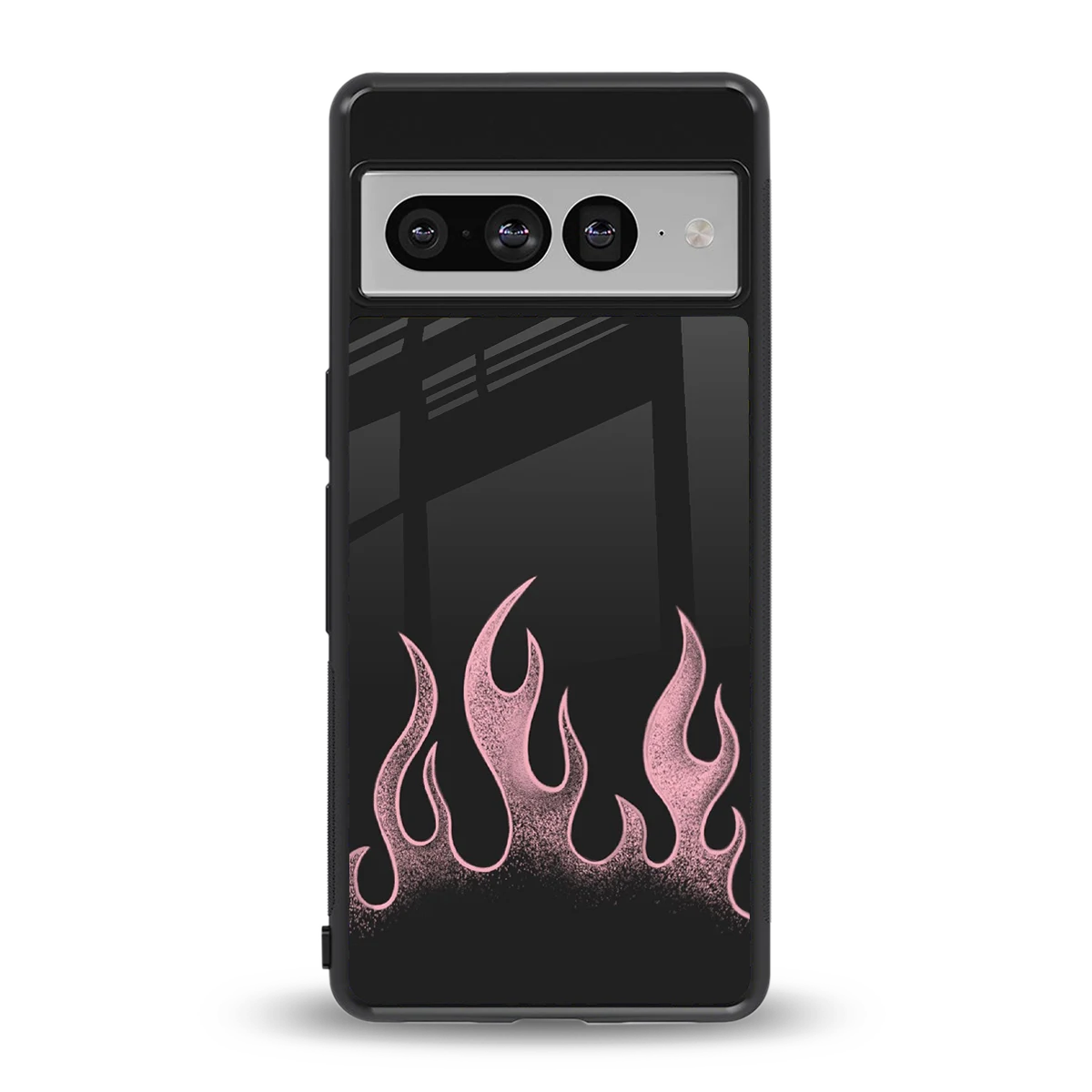 Retro Pink Flames back phone cover | glass case for google pixel 7 pro