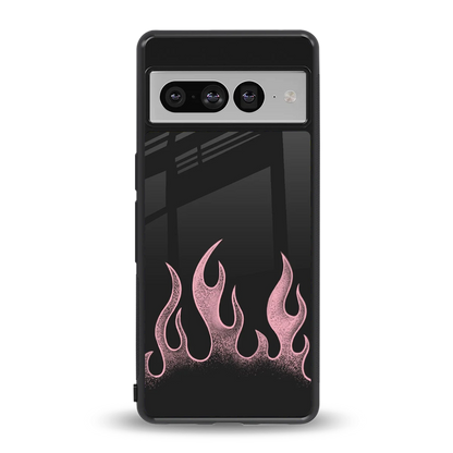 Retro Pink Flames back phone cover | glass case for google pixel 7 pro