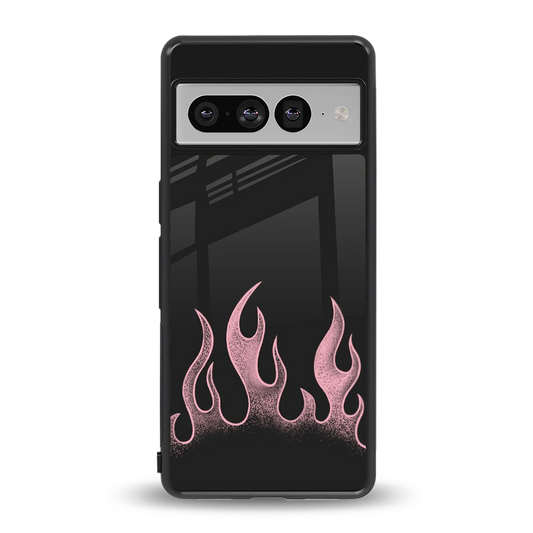 Retro Pink Flames back phone cover | glass case for google pixel 7 pro