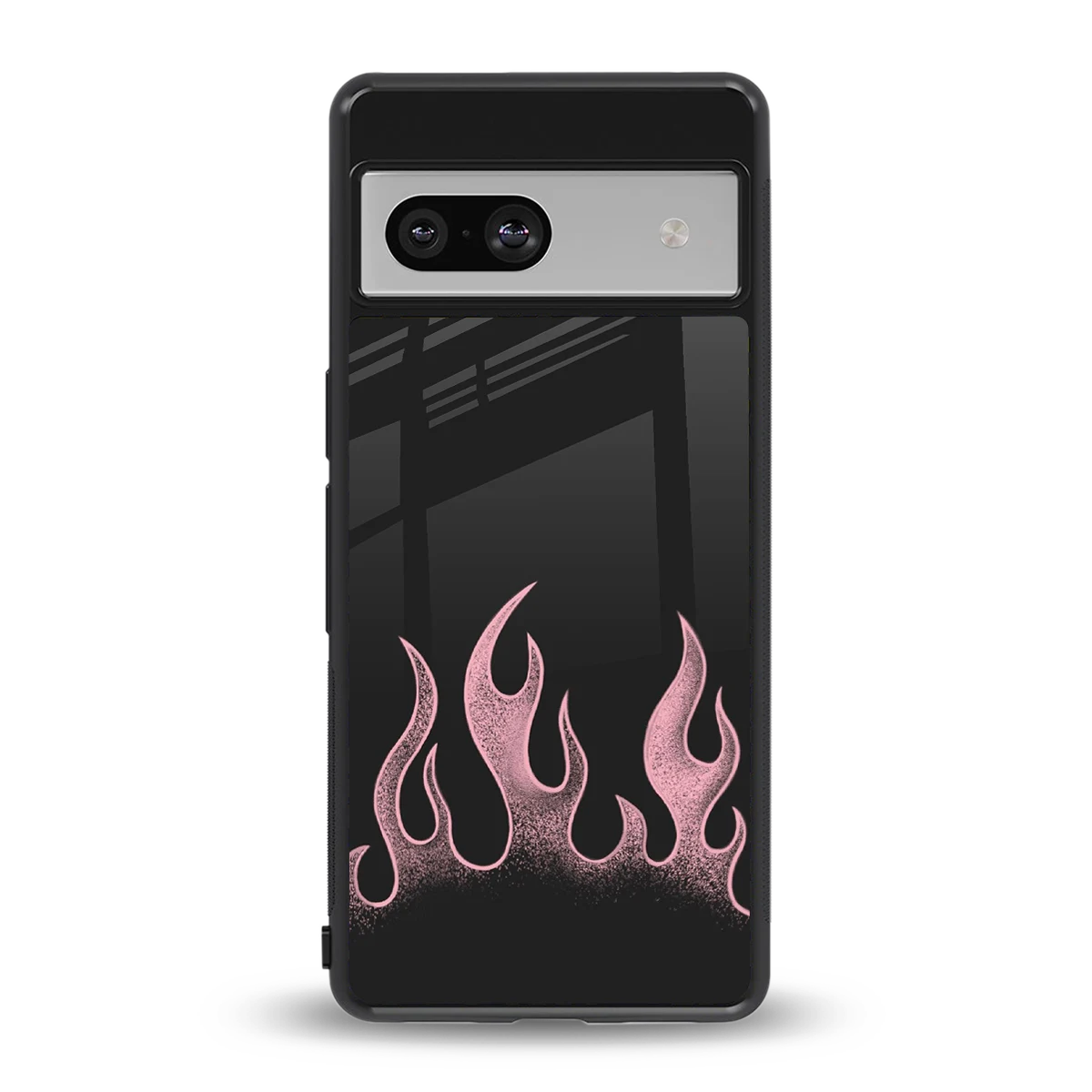 Retro Pink Flames back phone cover | glass case for google pixel 7