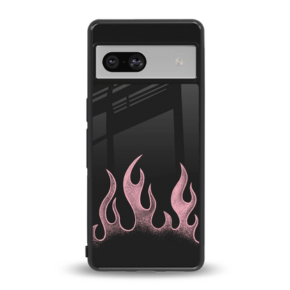Retro Pink Flames back phone cover | glass case for google pixel 7