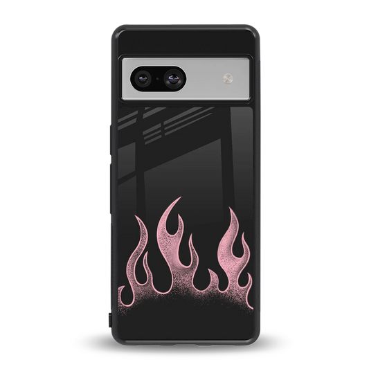 Retro Pink Flames back phone cover | glass case for google pixel 7