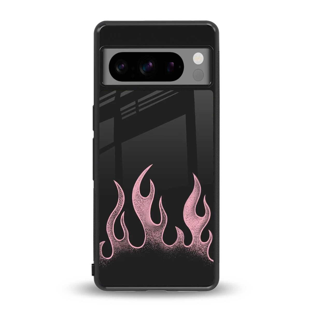 Retro Pink Flames back phone cover | glass case for google pixel 8 pro