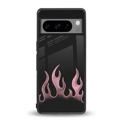 Retro Pink Flames back phone cover | glass case for google pixel 8 pro