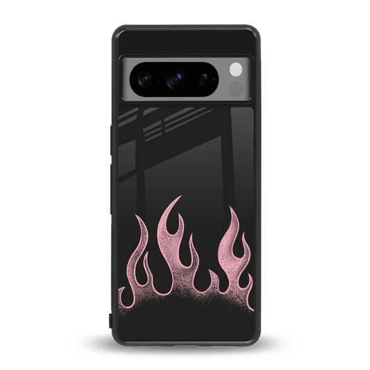 Retro Pink Flames back phone cover | glass case for google pixel 8 pro