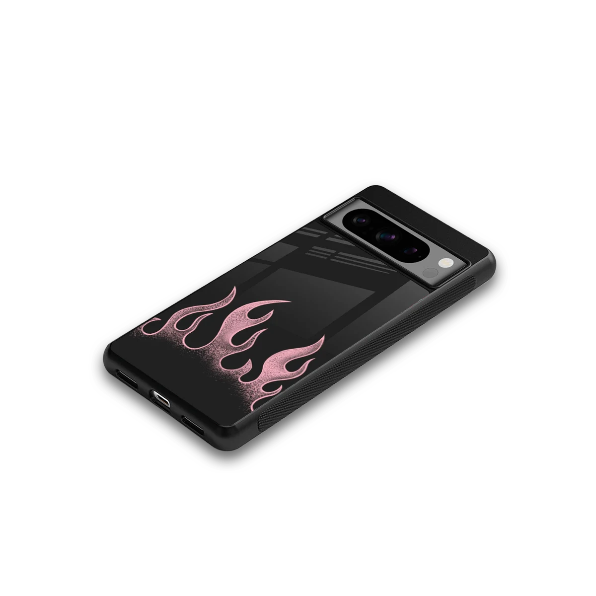 Retro Pink Flames google pixel 8 pro mobile cover | shockproof glass phone case