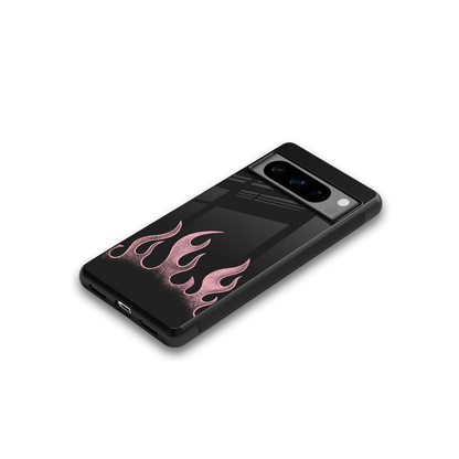 Retro Pink Flames google pixel 8 pro mobile cover | shockproof glass phone case