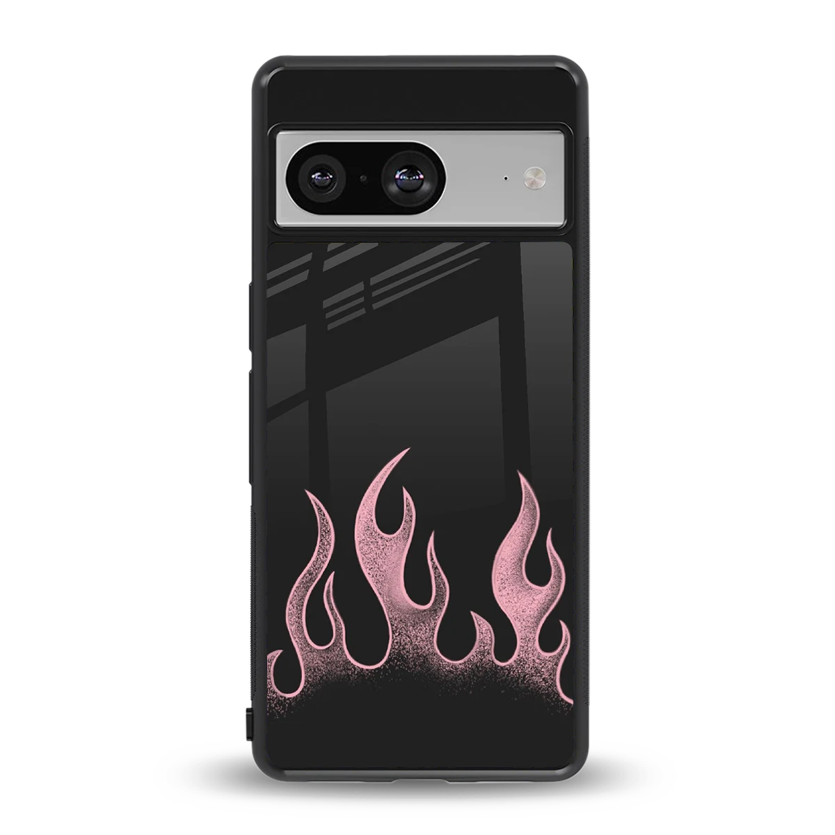 Retro Pink Flames back phone cover | glass case for google pixel 8