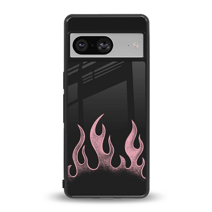 Retro Pink Flames back phone cover | glass case for google pixel 8