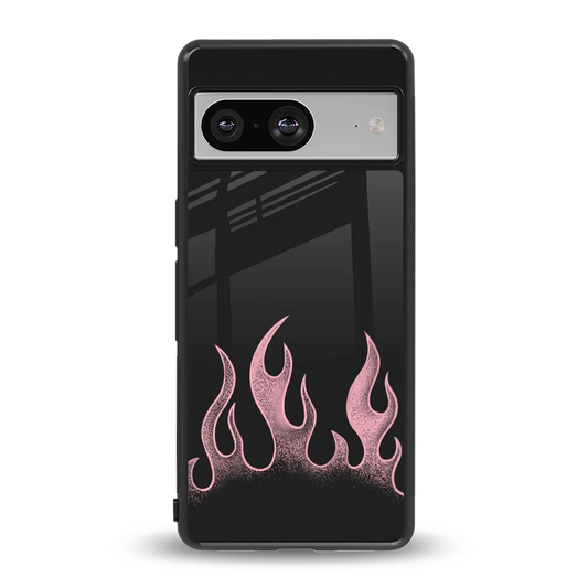 Retro Pink Flames back phone cover | glass case for google pixel 8