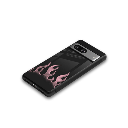 Retro Pink Flames google pixel 8 mobile cover | shockproof glass phone case