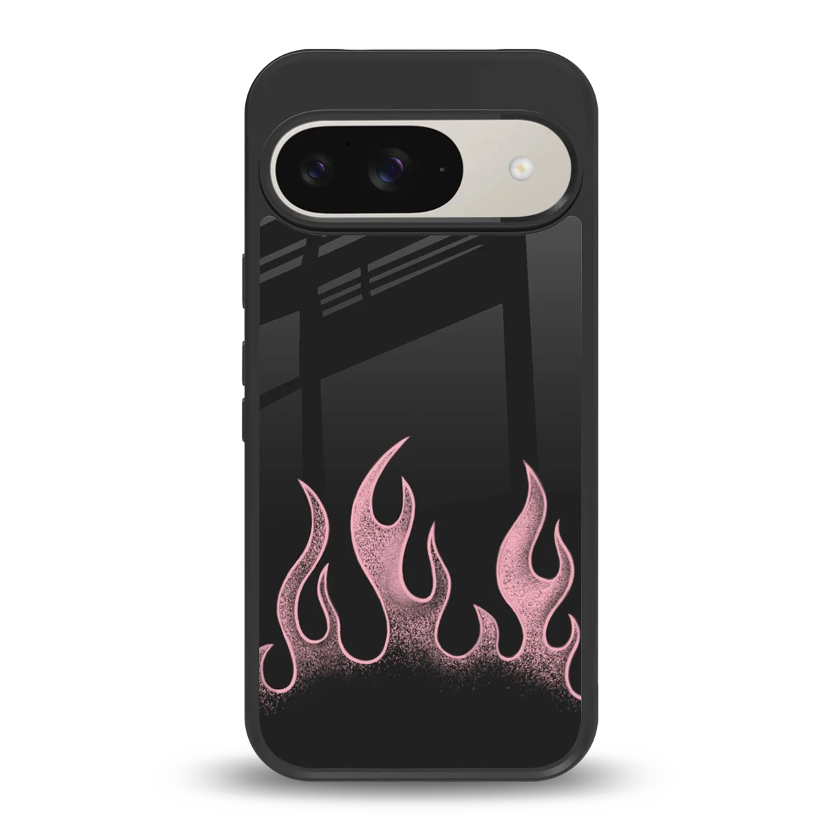 Retro Pink Flames back phone cover | glass case for google pixel 9