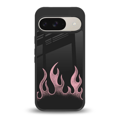Retro Pink Flames back phone cover | glass case for google pixel 9