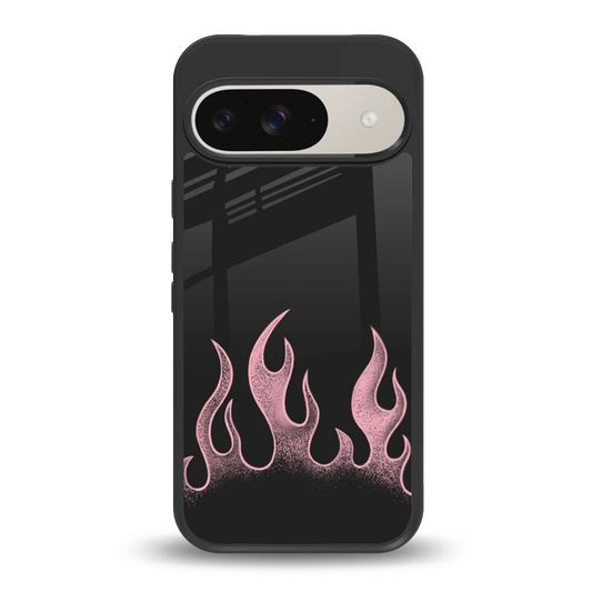 Retro Pink Flames back phone cover | glass case for google pixel 9