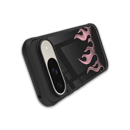 Retro Pink Flames stylish phone case for google pixel 9 | glossy glass and slim fit