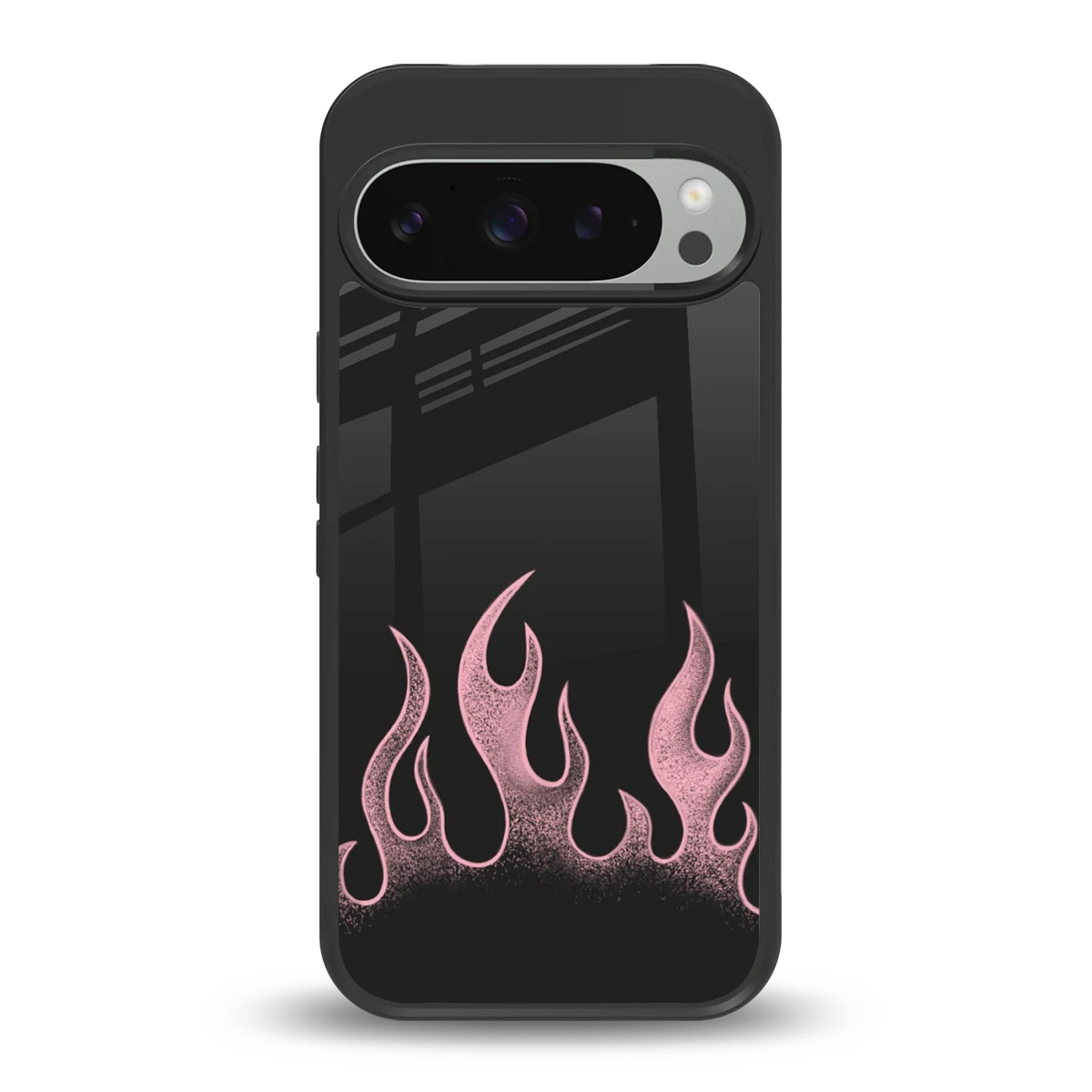 Retro Pink Flames back phone cover | glass case for google pixel 9 pro xl