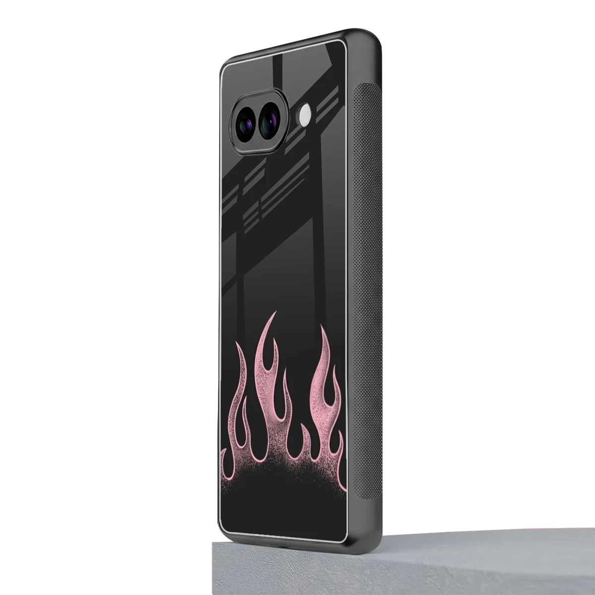 Retro Pink Flames google pixel 10a mobile cover | shockproof glass phone case