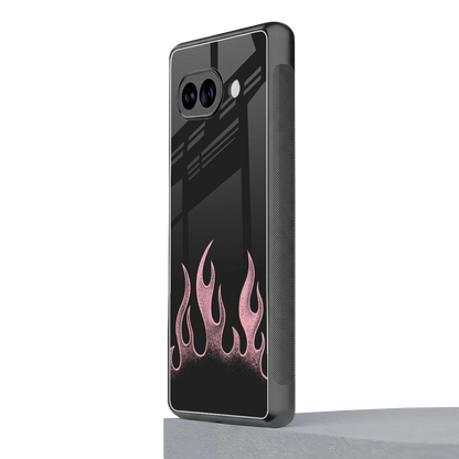 Retro Pink Flames google pixel 10a mobile cover | shockproof glass phone case
