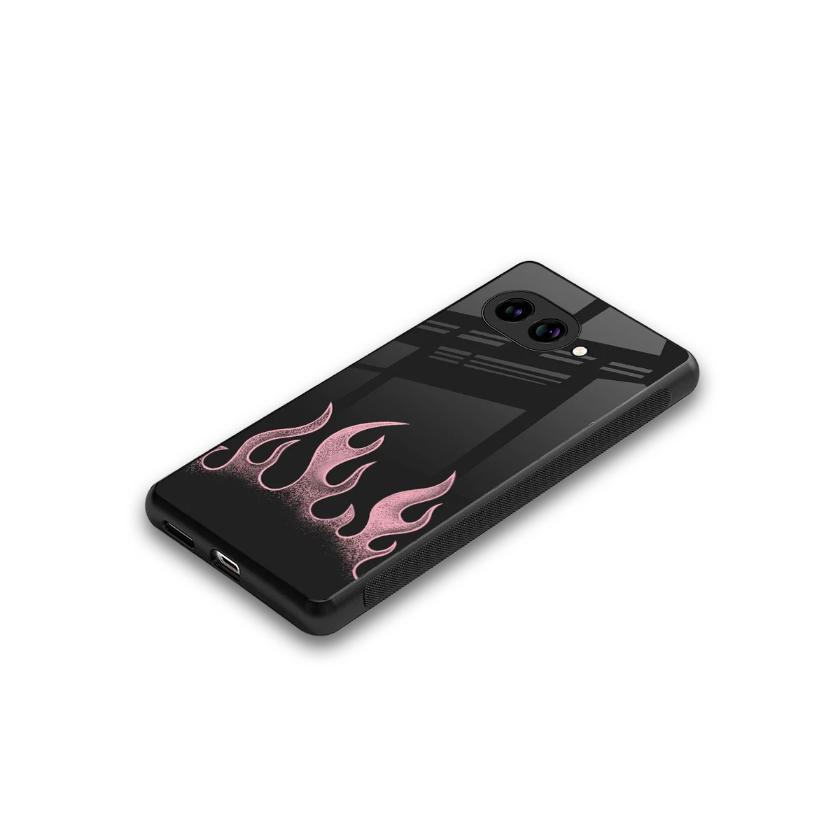 Retro Pink Flames stylish phone case for google pixel 10a | glossy glass and slim fit
