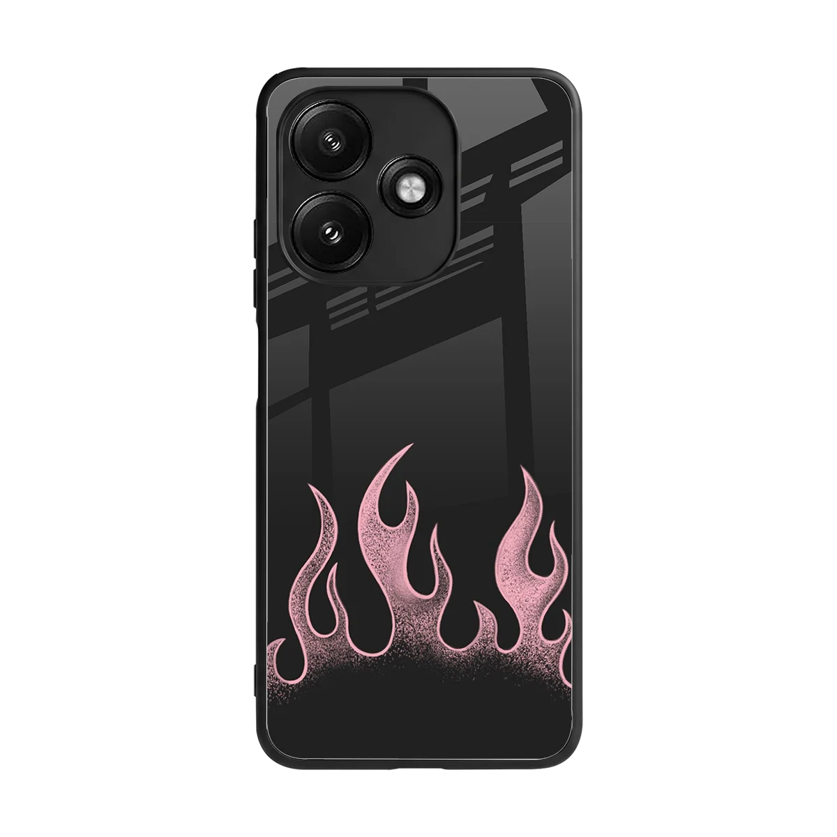 Retro Pink Flames back phone cover | glass case for redmi 12 5g