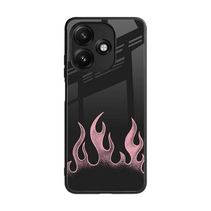 Retro Pink Flames back phone cover | glass case for redmi 12 5g