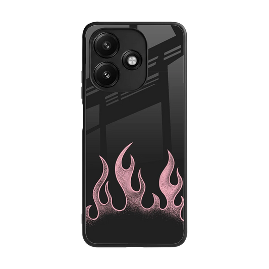 Retro Pink Flames back phone cover | glass case for redmi 12 5g