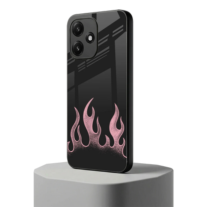 Retro Pink Flames redmi 12 5g mobile cover | shockproof glass phone case