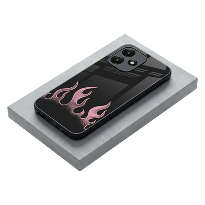 Retro Pink Flames stylish phone case for redmi 12 5g | glossy glass and slim fit