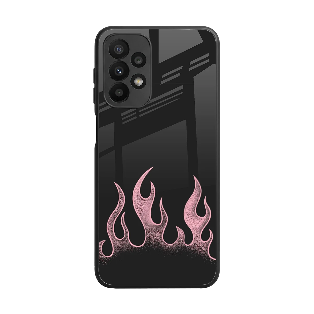 Retro Pink Flames back phone cover | glass case for samsung galaxy a23