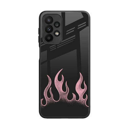 Retro Pink Flames back phone cover | glass case for samsung galaxy a23