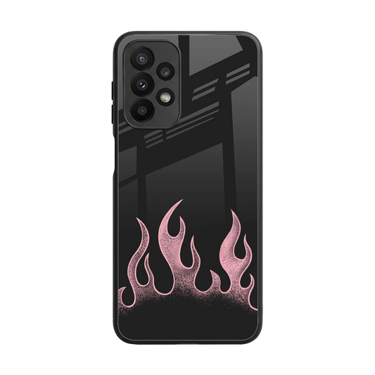Retro Pink Flames back phone cover | glass case for samsung galaxy a23