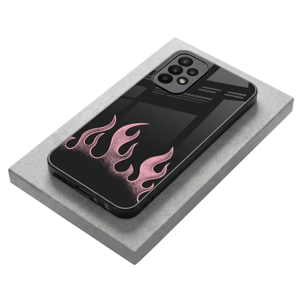 Retro Pink Flames stylish phone case for samsung galaxy a23 | glossy glass and slim fit