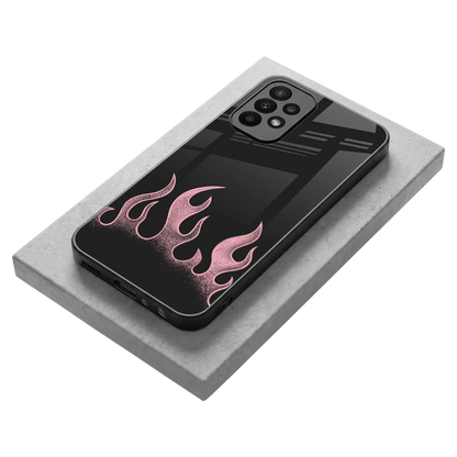 Retro Pink Flames stylish phone case for samsung galaxy a23 | glossy glass and slim fit
