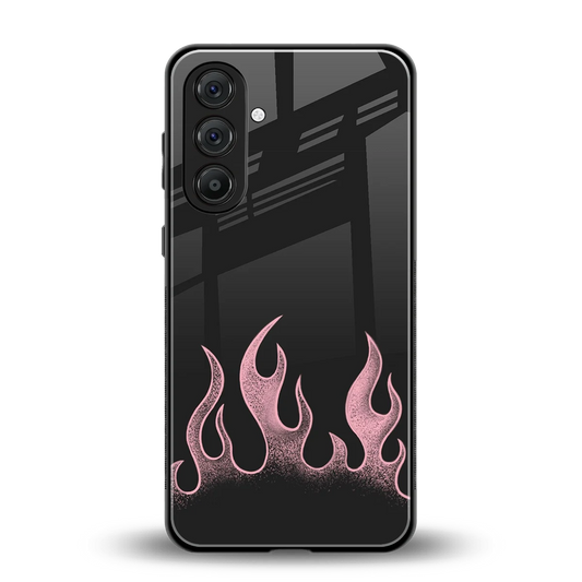 Retro Pink Flames back phone cover | glass case for samsung galaxy m36 5g
