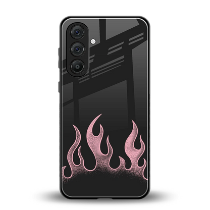 Retro Pink Flames back phone cover | glass case for samsung galaxy m34 5g