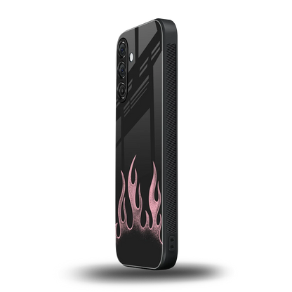 Retro Pink Flames samsung galaxy a17 5g mobile cover | shockproof glass phone case
