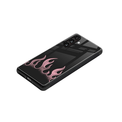 Retro Pink Flames stylish phone case for samsung galaxy a17 5g | glossy glass and slim fit