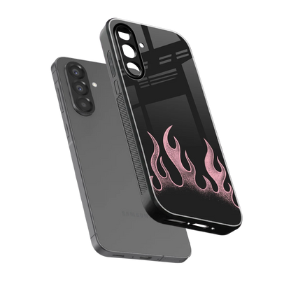Retro Pink Flames sleek samsung galaxy a36 5g cover with tempered glass back and TPU edges