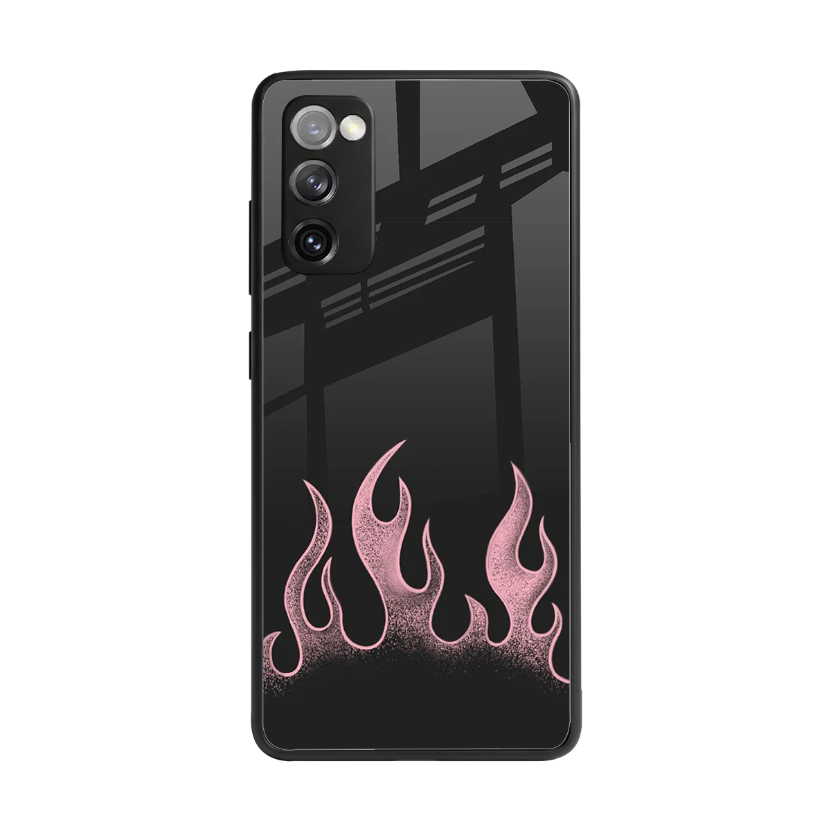Retro Pink Flames back phone cover | glass case for samsung galaxy s20 fe