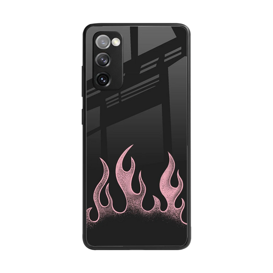 Retro Pink Flames back phone cover | glass case for samsung galaxy s20 fe
