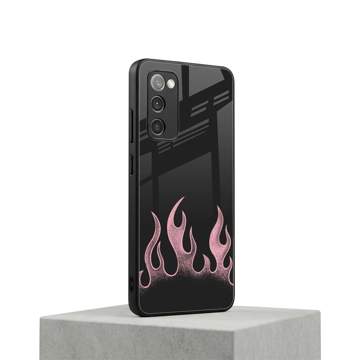 Retro Pink Flames samsung galaxy s20 fe mobile cover | shockproof glass phone case