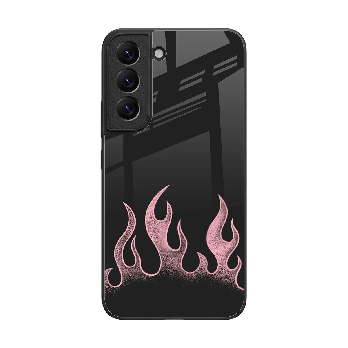 Retro Pink Flames back phone cover | glass case for samsung galaxy s22