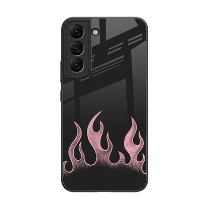 Retro Pink Flames back phone cover | glass case for samsung galaxy s22