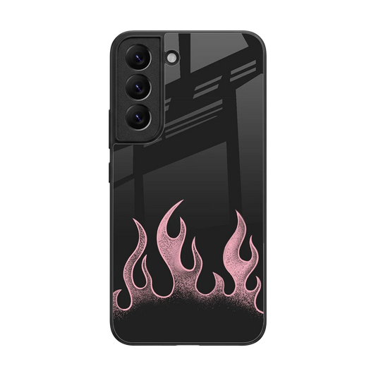 Retro Pink Flames back phone cover | glass case for samsung galaxy s22