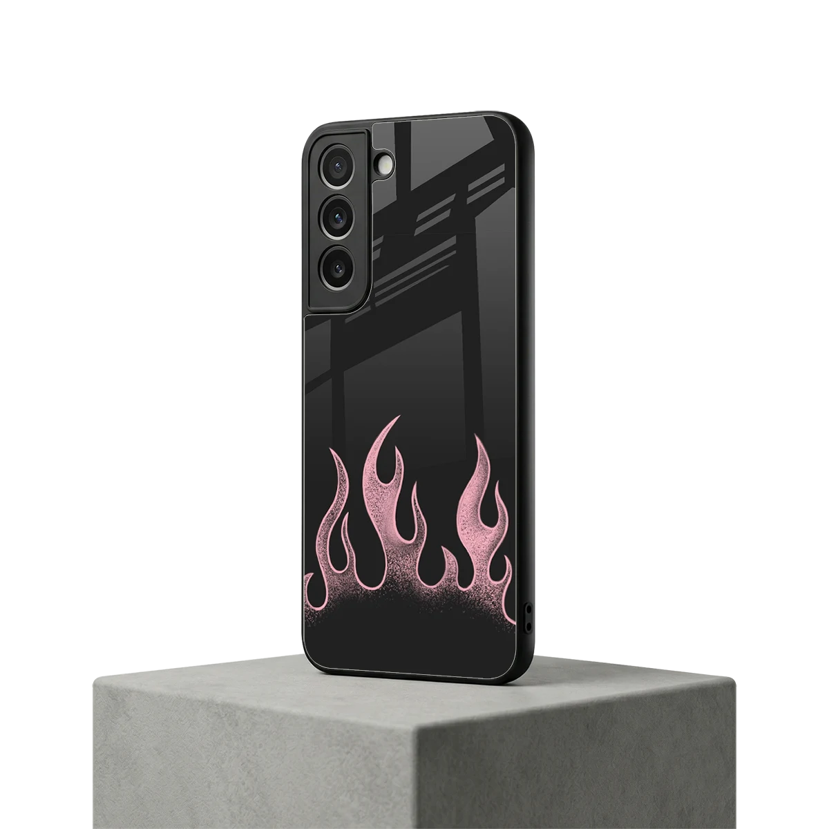 Retro Pink Flames samsung galaxy s22 mobile cover | shockproof glass phone case