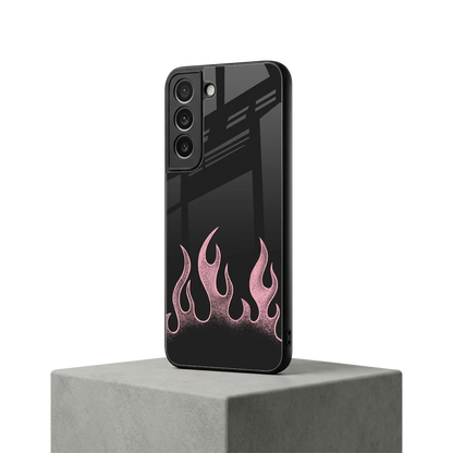 Retro Pink Flames samsung galaxy s22 mobile cover | shockproof glass phone case