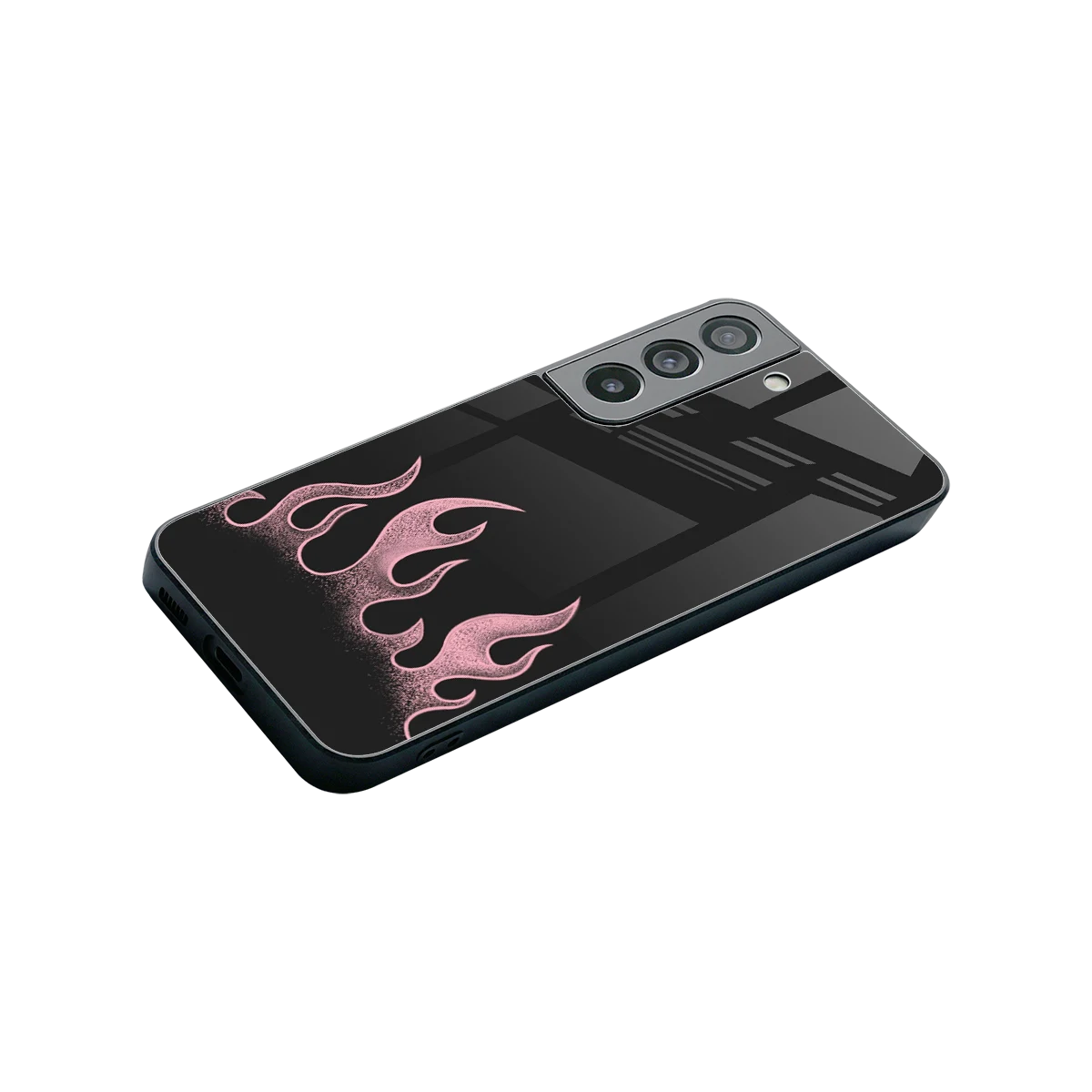Retro Pink Flames stylish phone case for samsung galaxy s22 | glossy glass and slim fit